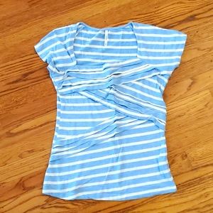 Trinity blue and white striped top, size medium